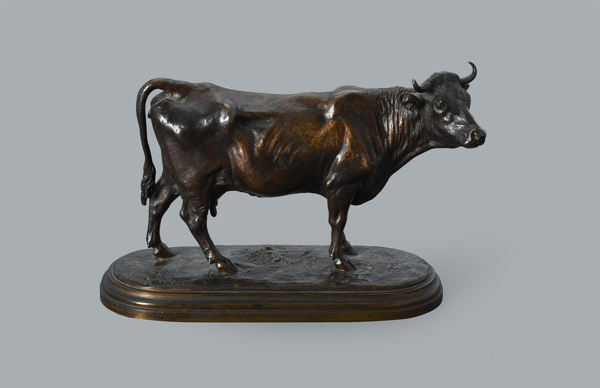 After Isidore-Jules Bonheur (1827-1901), a patinated metal model of a standing cow