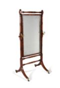 A Regency mahogany cheval mirror