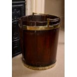 A large George III mahogany and brass bound plate bucket