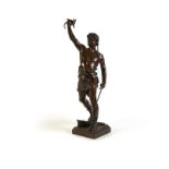 Eugene Marioton (French 1857-1893), a large patinated bronze model of a victorious youth