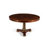 Y A Regency rosewood, simulated rosewood and parcel gilt centre table