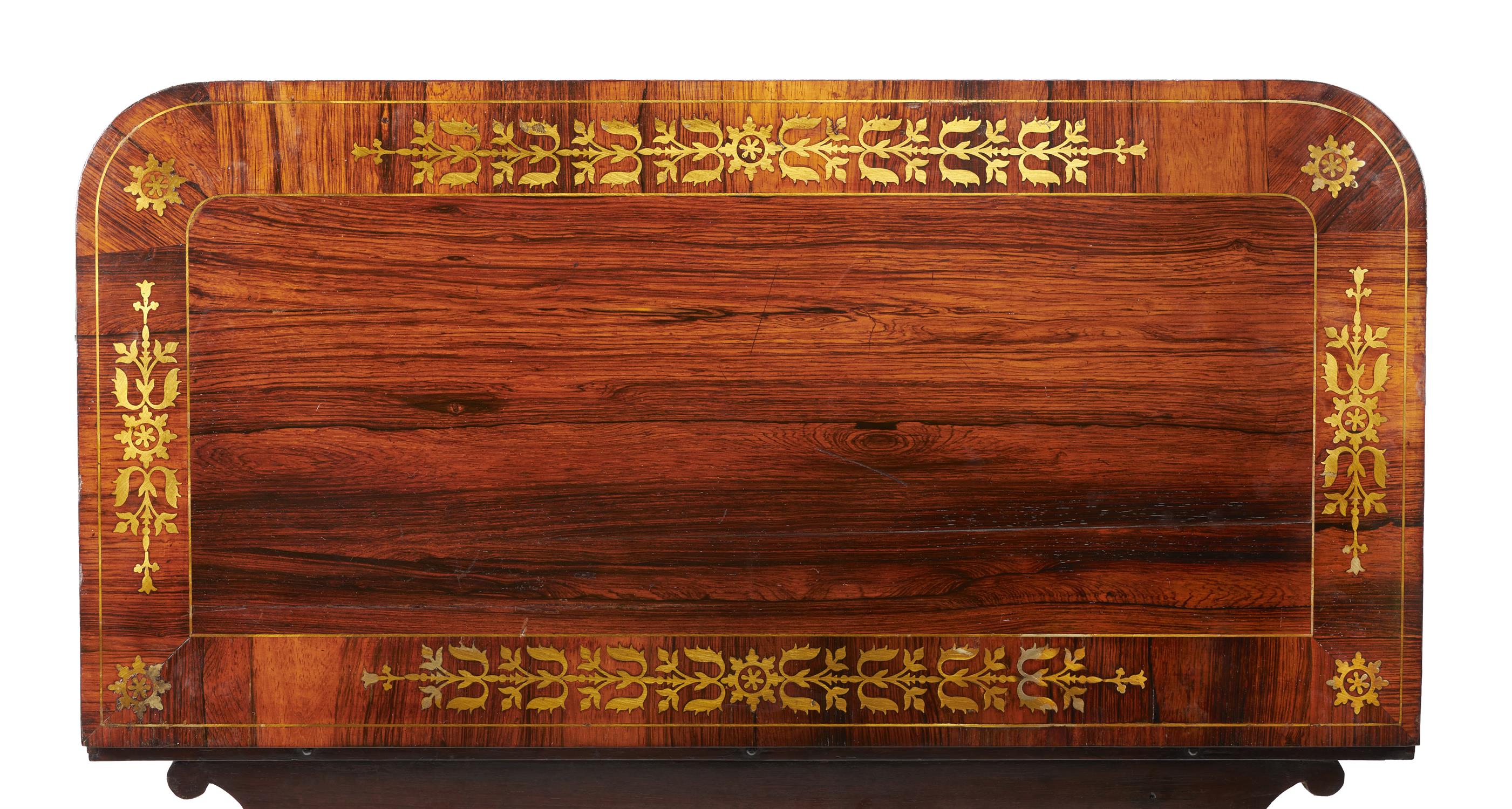 Y A Regency rosewood and brass marquetry card table - Image 9 of 9