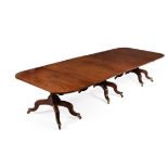 A Regency mahogany triple pedestal dining table