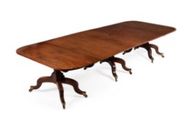 A Regency mahogany triple pedestal dining table