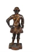 A Venetian carved wood, polychrome painted and parcel gilt figure of a Blackamoor