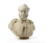 An impressive Victorian sculpted marble portrait bust of Henry Temple