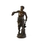 Claudius Marioton (French, 1844-1919), a patinated bronze model of a Labourer called 'Le Travail',