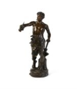 Claudius Marioton (French, 1844-1919), a patinated bronze model of a Labourer called 'Le Travail',