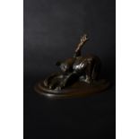 Emmanuel Fremiet (1824-1910), a rare patinated bronze model of a washing cat