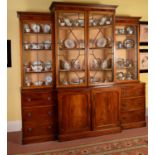 A George III mahogany breakfront library bookcase