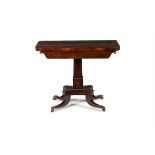 Y A Regency rosewood and brass marquetry card table