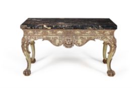 A cream painted and silvered side table, in Irish George II style, 20th century