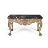 A cream painted and silvered side table, in Irish George II style, 20th century