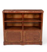 A French figured mahogany and gilt metal mounted open bookcase