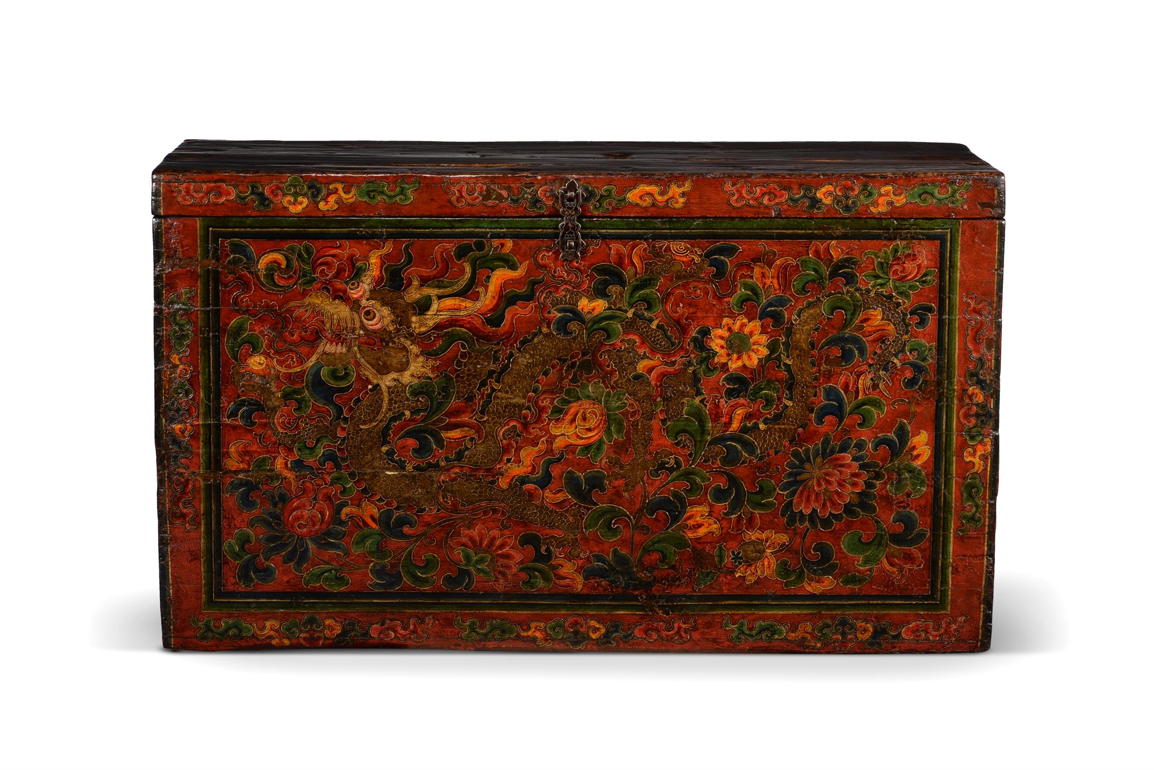 A Tibetan polychrome painted chest