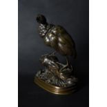 Ferdinand Pautrot (French, 1832-1874), a patinated bronze model of a standing Ptarmigan or partridge