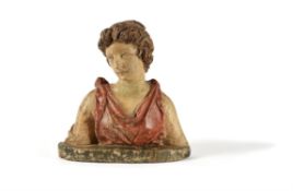 School of Jacopo della Quercia, an Italian polychrome painted stucco bust of a young woman