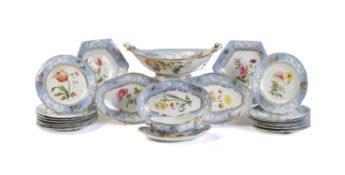 A Spode porcelain botanical part dessert service