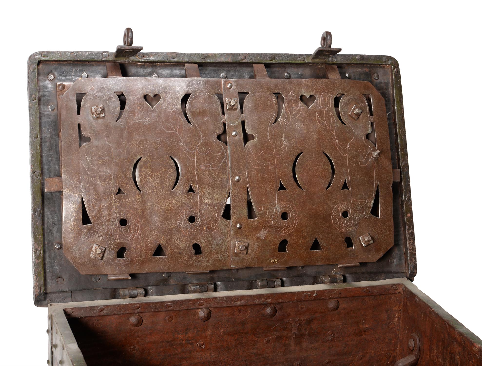 A rare painted iron Armada chest - Image 4 of 4