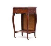 A George III burr yew and marquetry serpentine side table