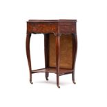 A George III burr yew and marquetry serpentine side table