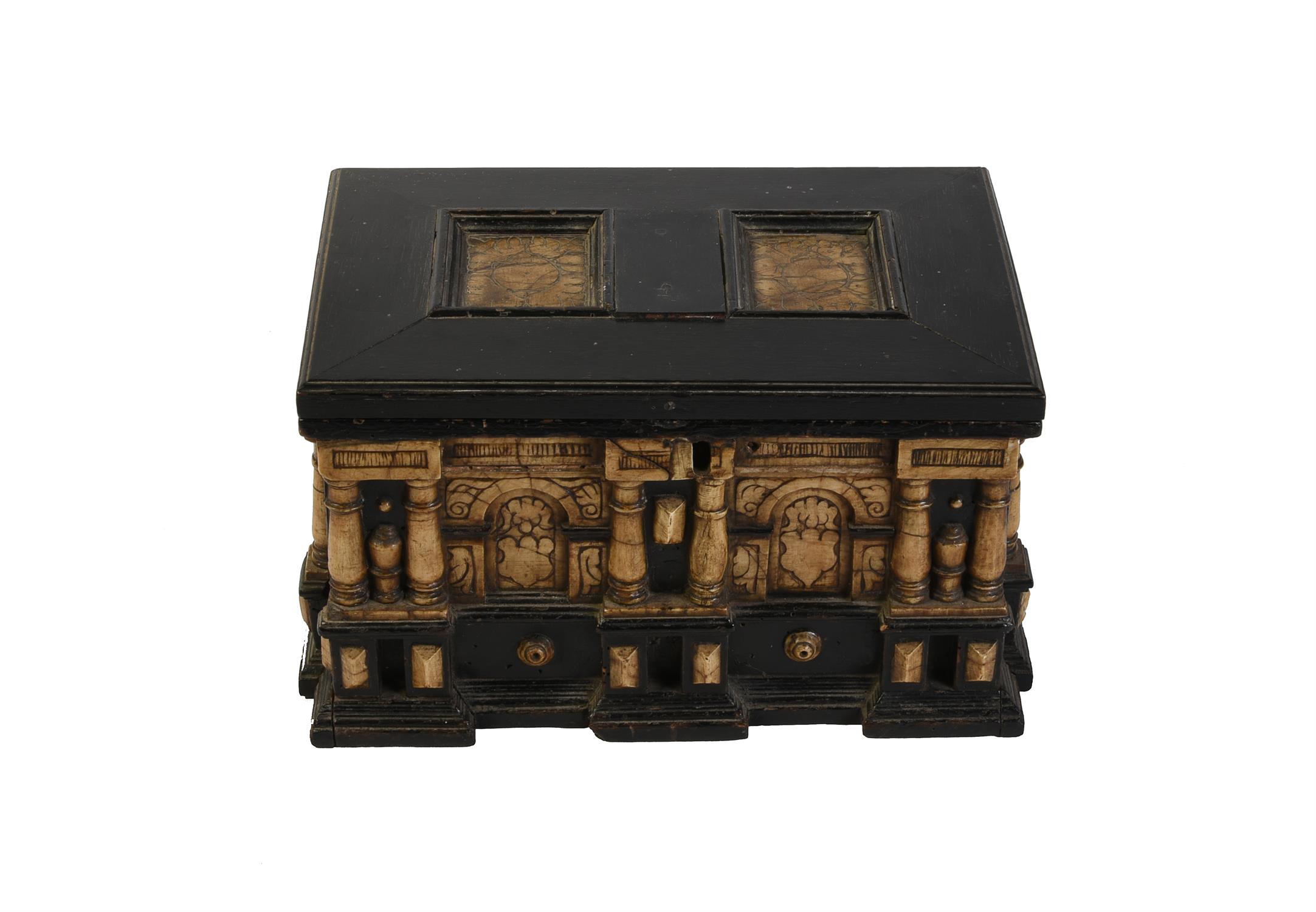 † A Flemish ebonised and alabaster casket, 17th century - Image 4 of 6