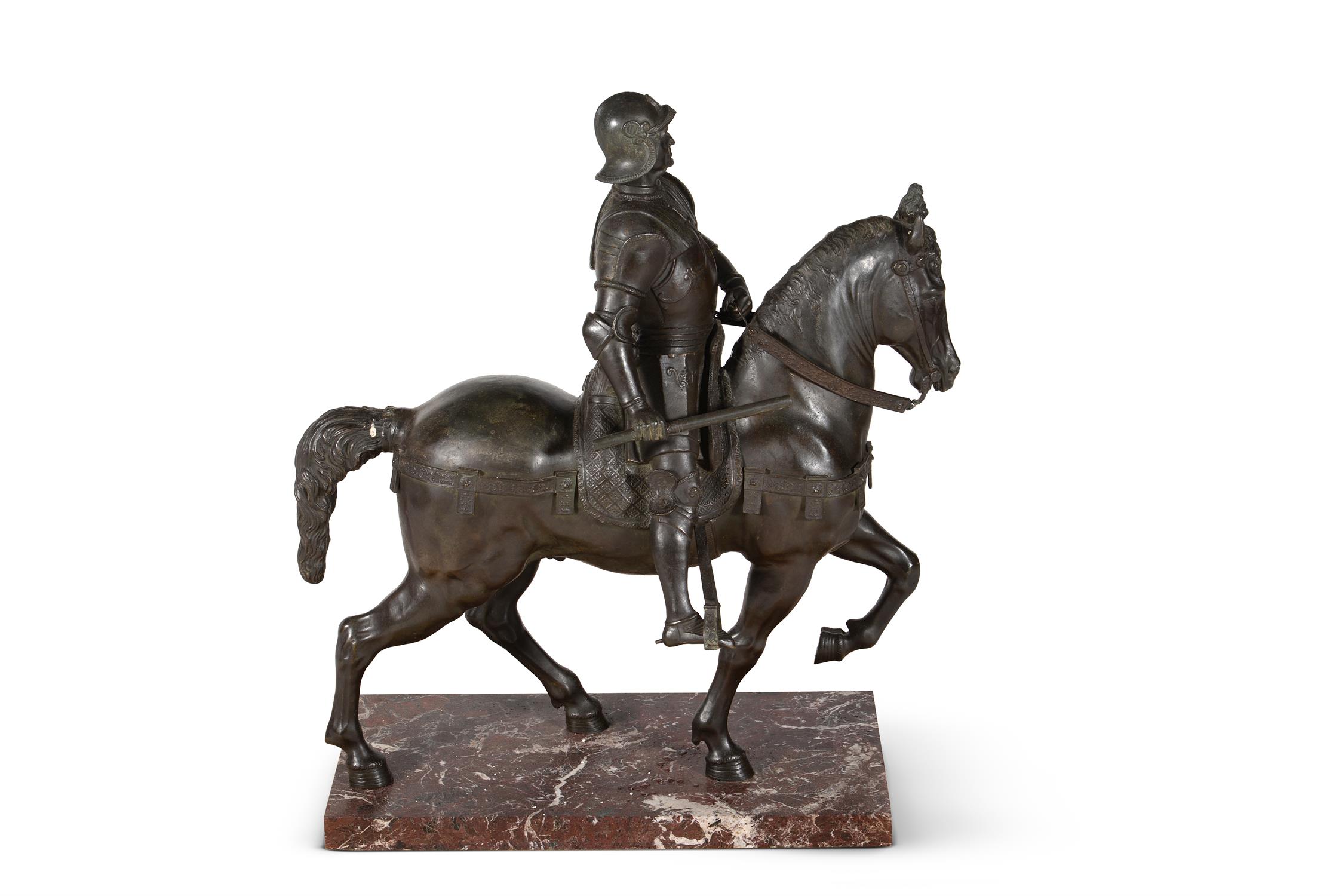 An impressive Italian patinated bronze model of the Equestrian statue of Bartolomeo Colleoni - Image 3 of 4