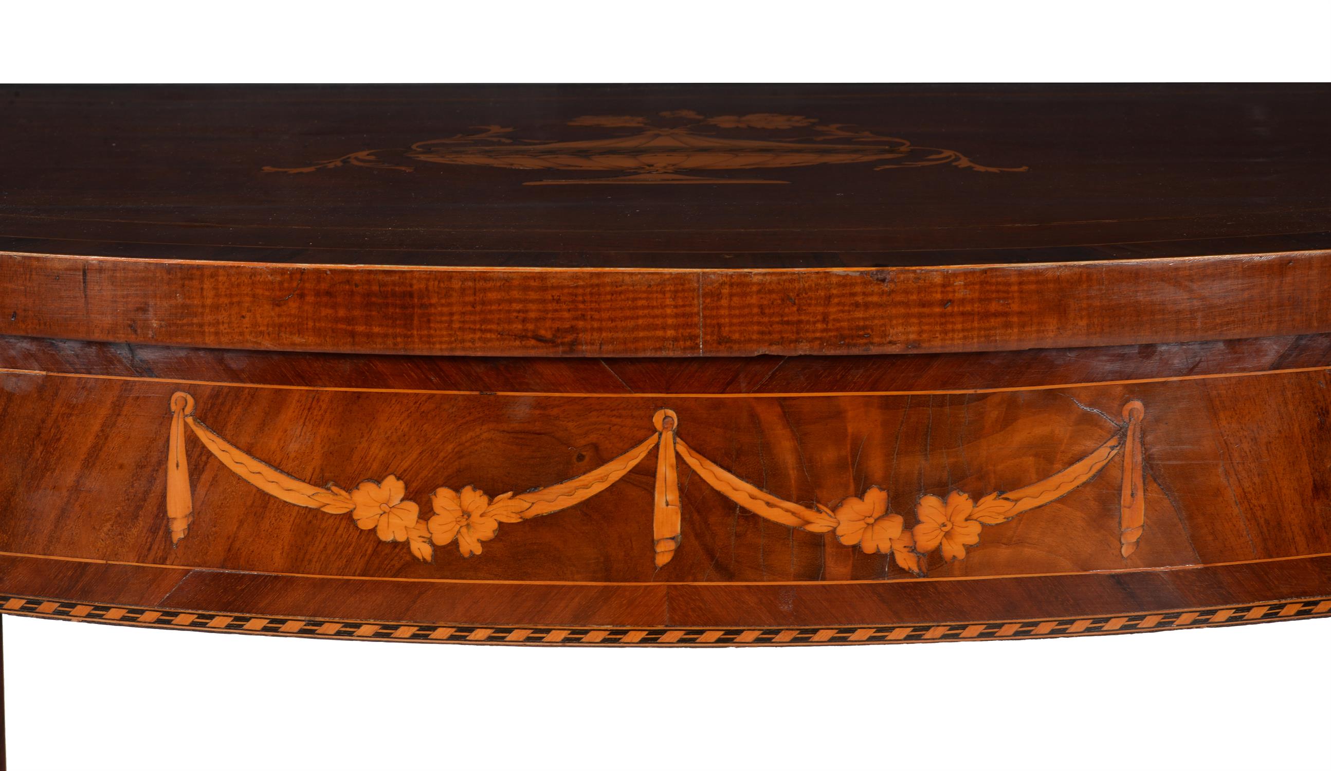 A George III mahogany, Goncalo Alves and marquetry bowfront pier table - Image 3 of 4