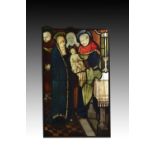 A large stained glass panel with the Presentation in the Temple after Hans Memling (fl. Flanders