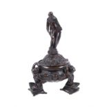 A Venetian patinated bronze inkwell and cover, early 17th century