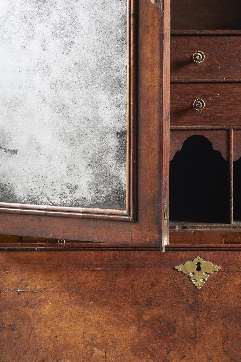 A George I walnut and feather banded bureau bookcase - Image 6 of 6