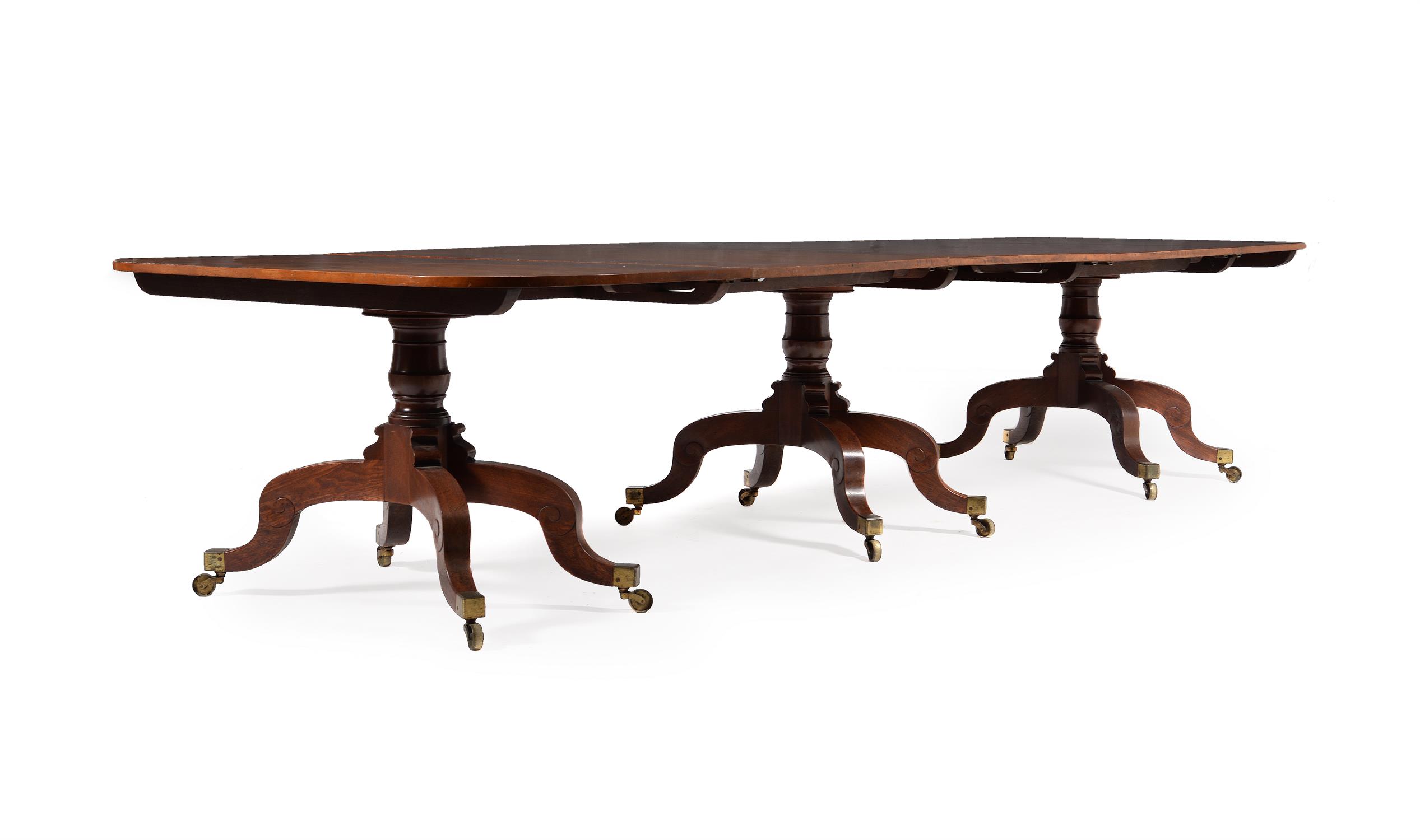 A Regency mahogany triple pedestal dining table - Image 3 of 3