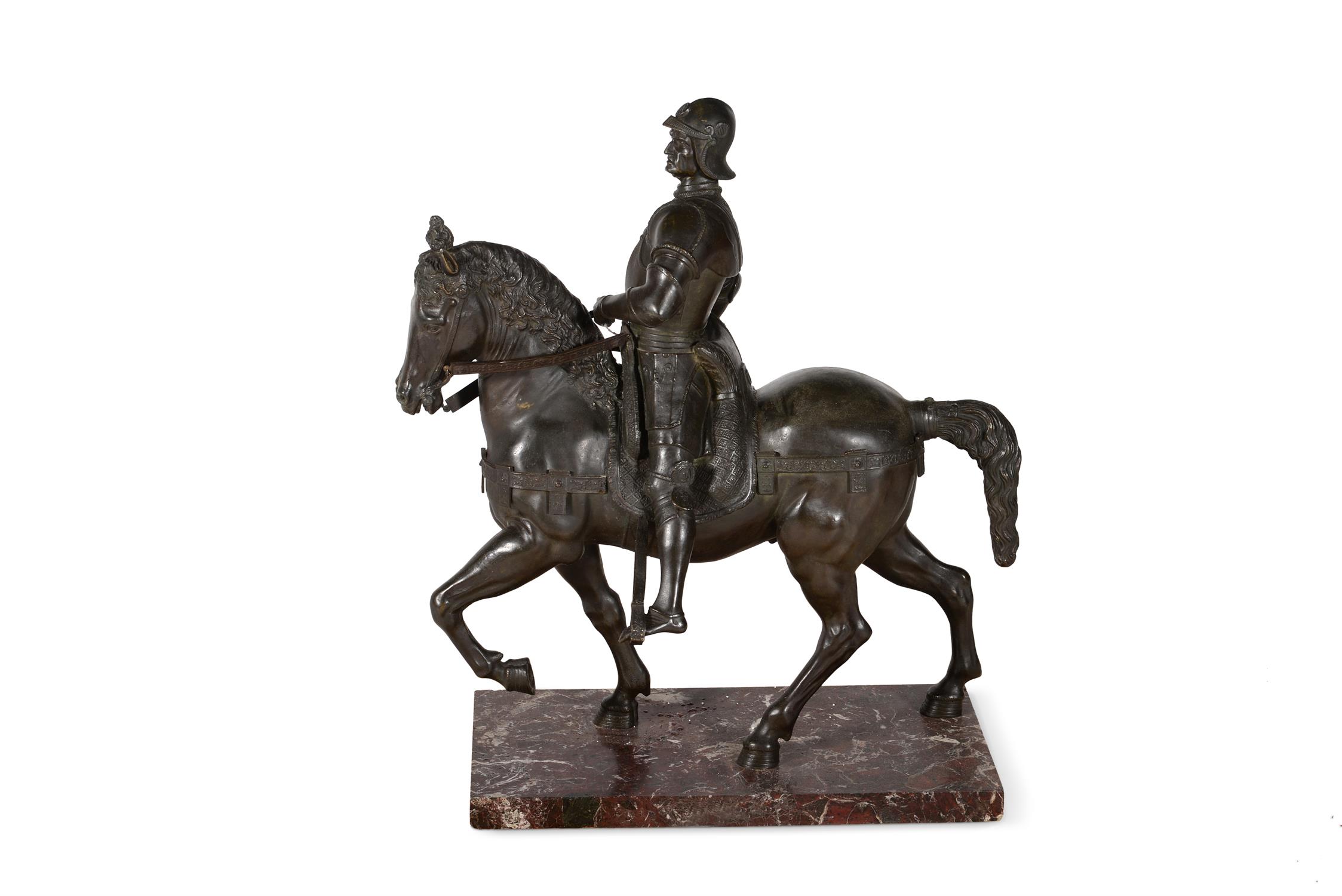 An impressive Italian patinated bronze model of the Equestrian statue of Bartolomeo Colleoni - Image 2 of 4