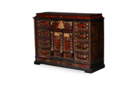 Y A Continental scarlet tortoiseshell, rosewood, ebonised and gilt metal mounted cabinet