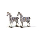 Two similar pearlware models of dappled grey horses of St. Anthony's Pottery type