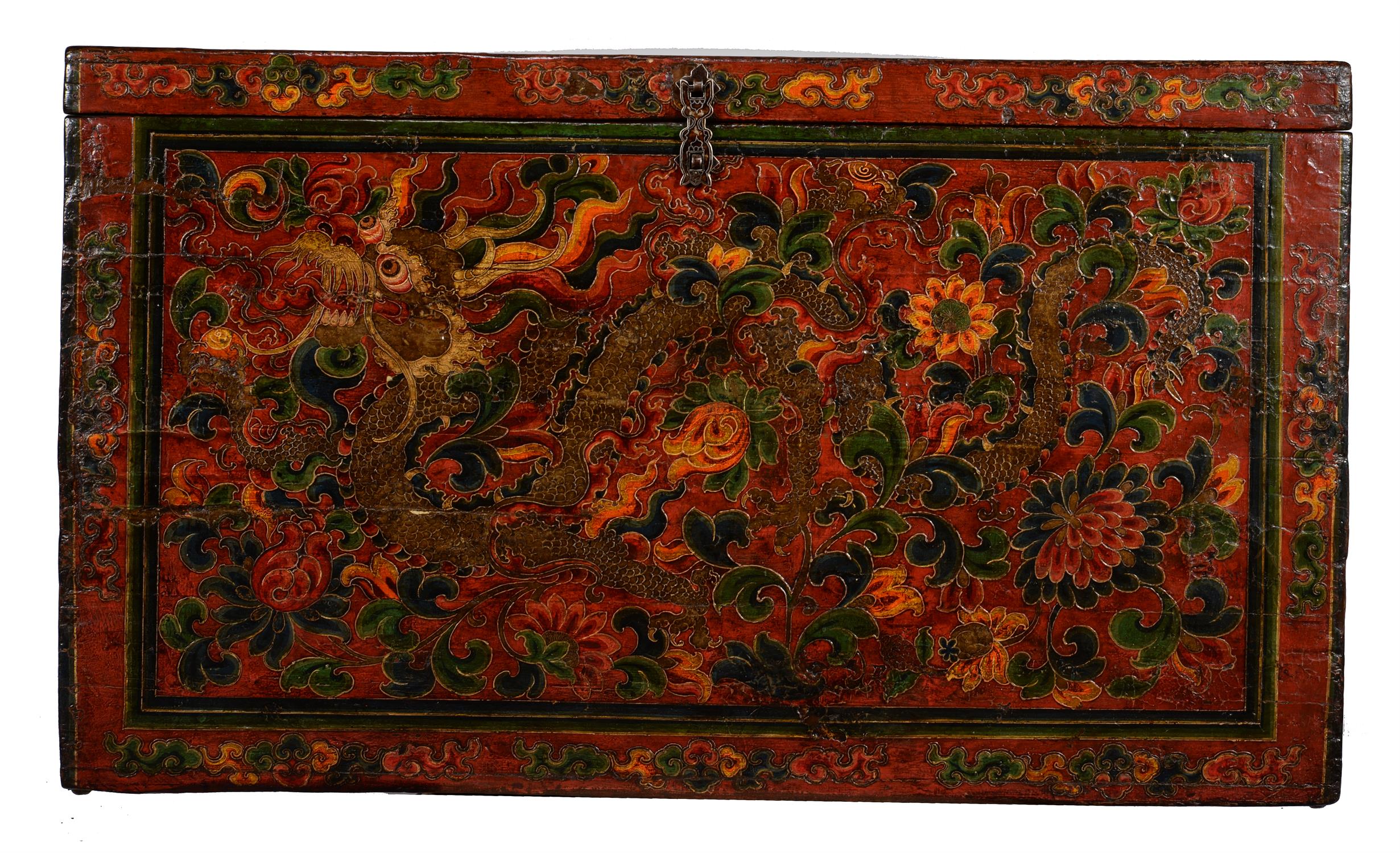 A Tibetan polychrome painted chest - Image 3 of 4