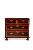 A William & Mary olivewood oyster veneered and holly crossbanded chest of drawers