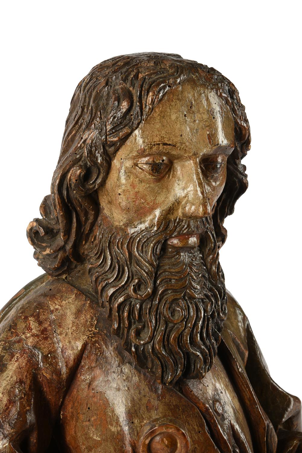 A South German carved and polychrome painted softwood bust of Saint Paul - Image 2 of 2