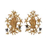 A pair of fine George III giltwood and metal mounted wall sconces