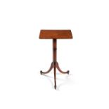 Y A Regency burr elm and rosewood crossbanded pedestal table