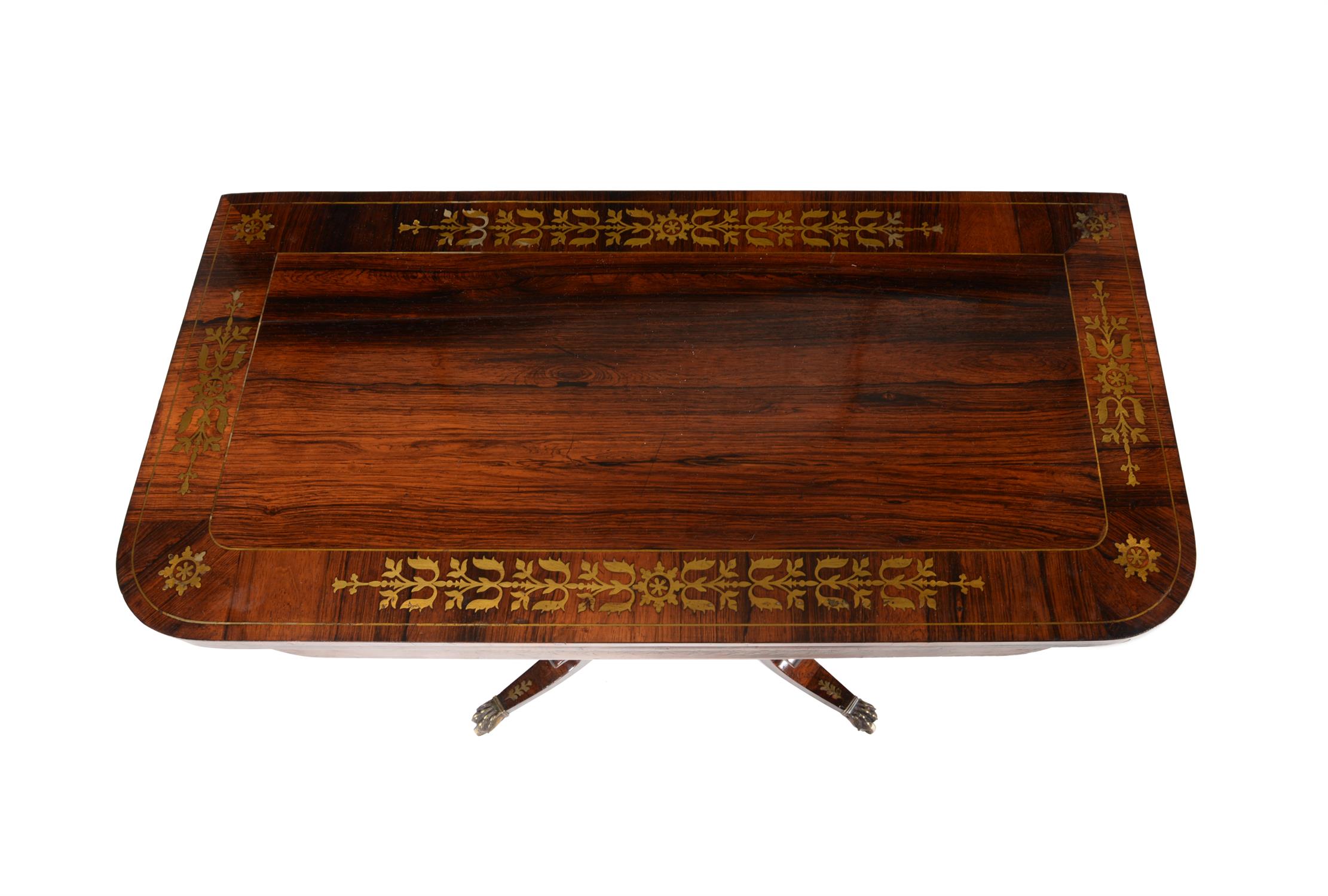 Y A Regency rosewood and brass marquetry card table - Image 3 of 9