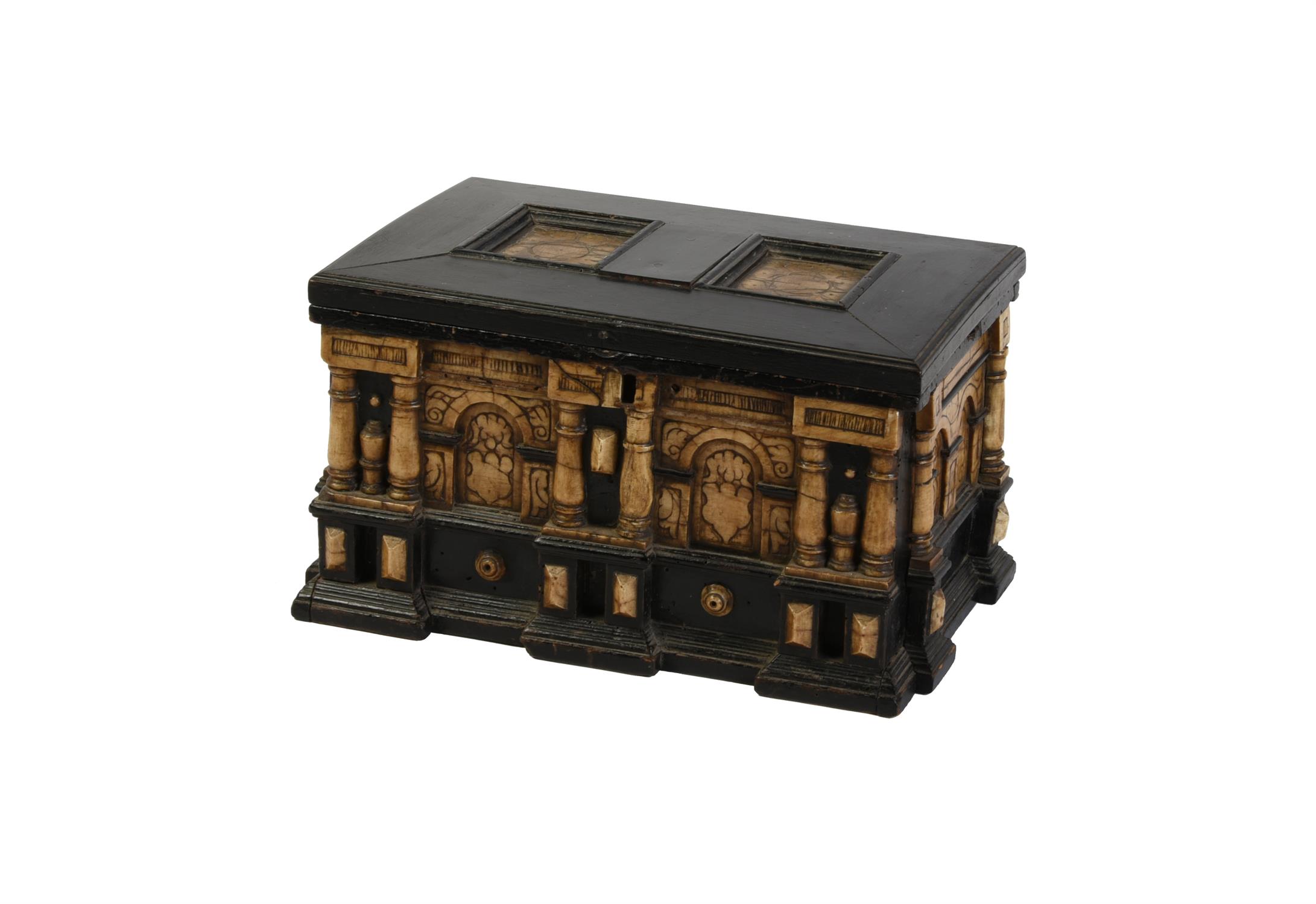 † A Flemish ebonised and alabaster casket, 17th century - Image 2 of 6