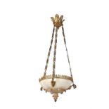 A fine Empire alabaster and gilt and patinated bronze mounted pendant ceiling light