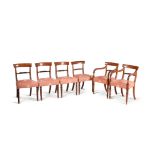 A matched set of ten late George III mahogany dining chairs