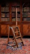 A set of oak library steps, late 19th/early 20th century