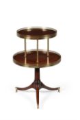 A Regency mahogany and brass mounted two tier dumb waiter