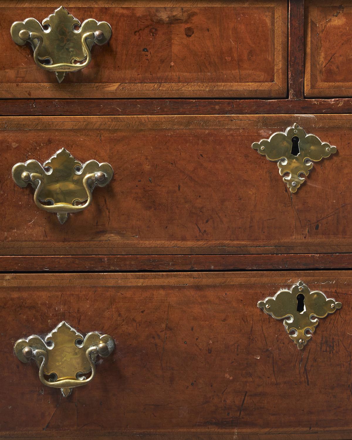 A George I walnut and feather banded bureau bookcase - Image 5 of 6