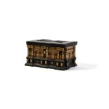 † A Flemish ebonised and alabaster casket, 17th century