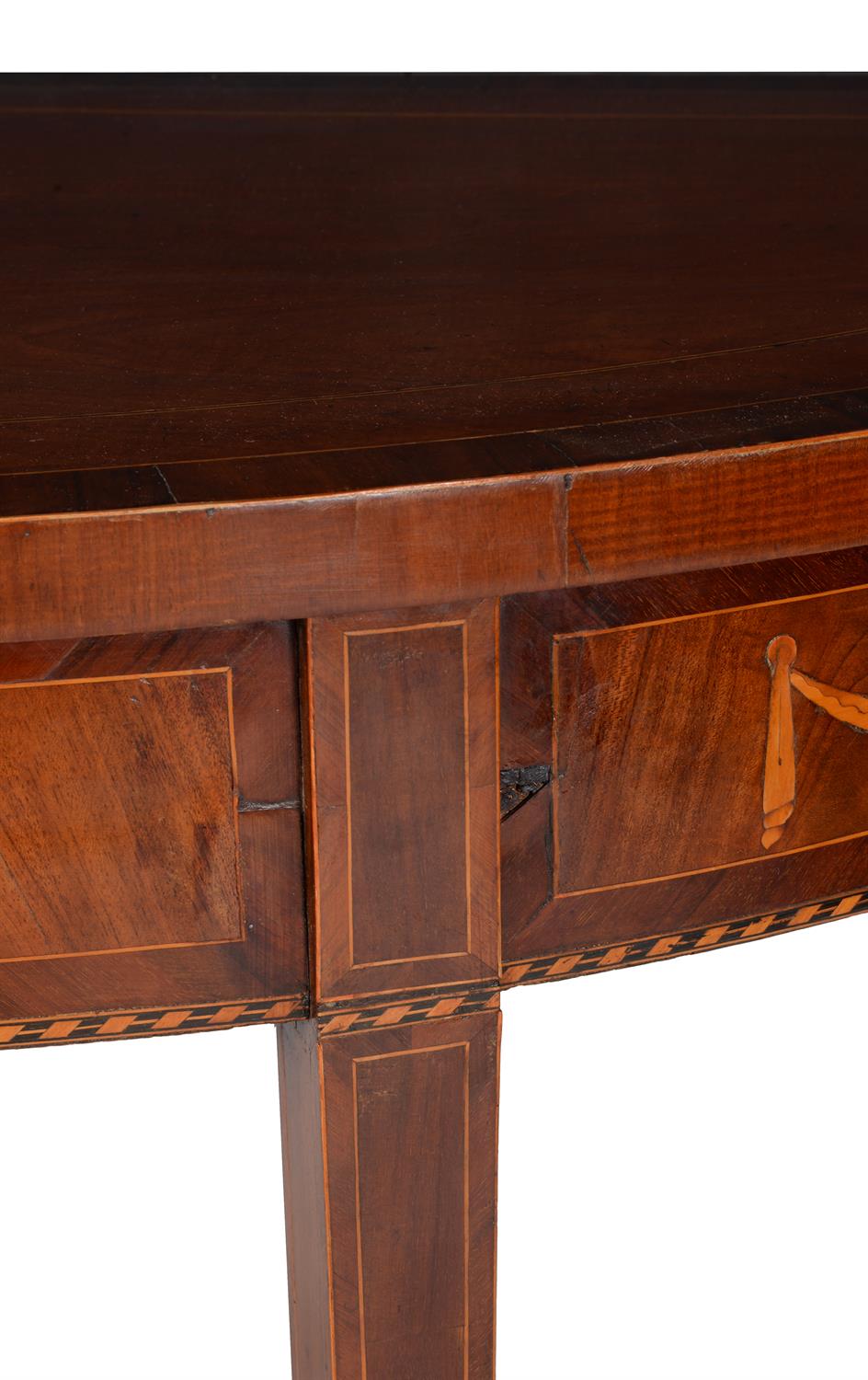 A George III mahogany, Goncalo Alves and marquetry bowfront pier table - Image 2 of 4