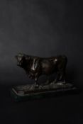 After Pierre-Jules Mene (1878-1961), a patinated bronze model of a standing bull